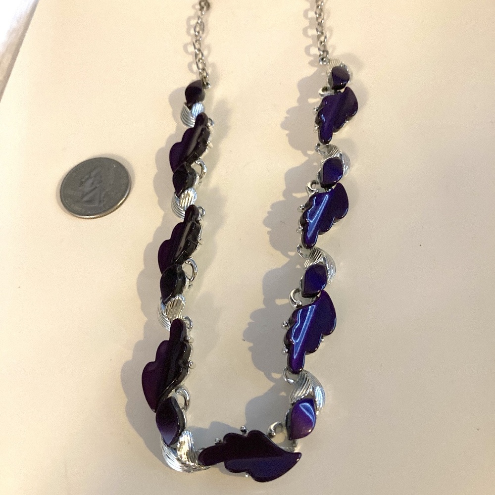Silver and Dark Purple Enamel Choker